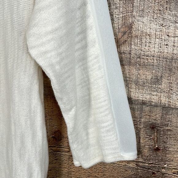 Anthropologie Moth Cropped Sleeve Ivory Loose Knit Sheer Sweater Size Small - Picture 5 of 10